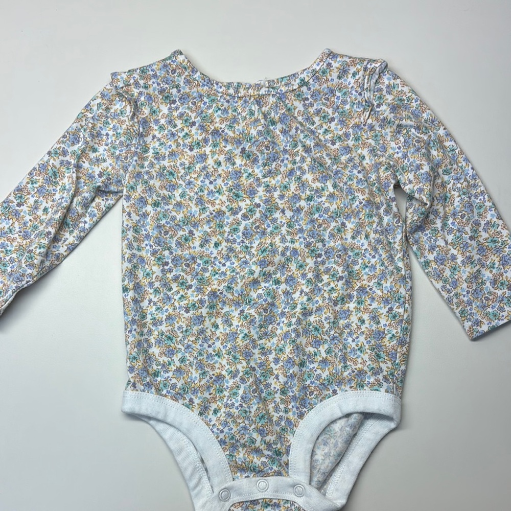 Osh Kosh Floral Long Sleeve Baby Onesie- 6-9 Month